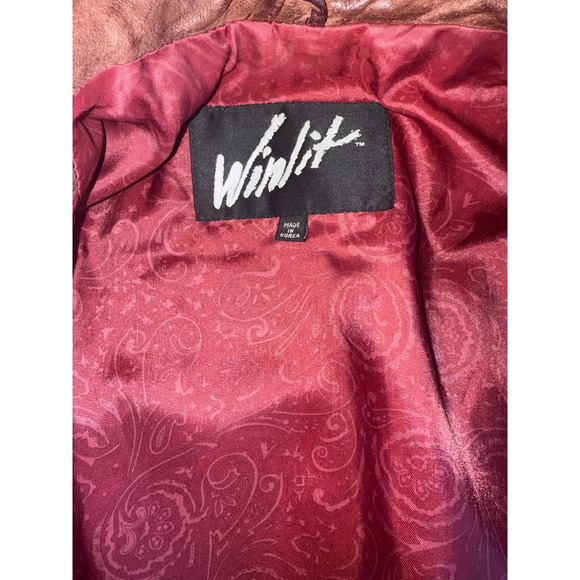 Vintage Winlit Burgundy Leather Wrap Belted Jacket – Women’s M – 80s Style - Picture 7 of 9